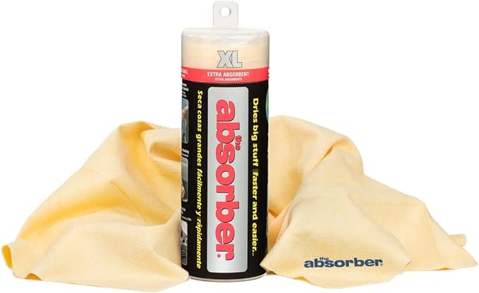 CleanTools the absorber XL 29-Inch x 18-Inch, Natural (Tan) - Synthetic Premium Drying Chamois Cloth for Cars and Trucks - Super Absorbent, Scratch-Free and Washable