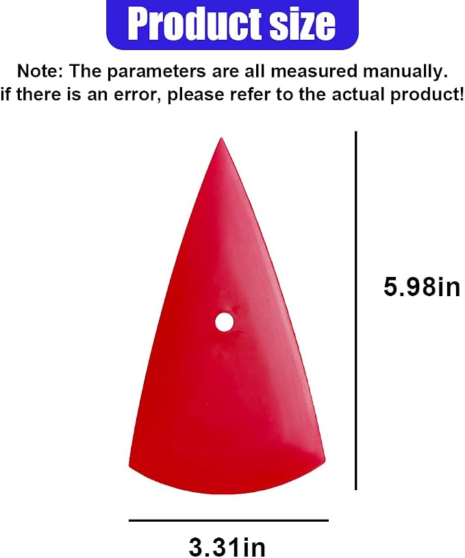 2PCS Triangle Squeegee Car Tint Squeegee, Go Corner Contour Vinyl Wrap Scraper, Fine-Edge Window Tint Tool for PPF Vinyl Wrap, Wallpaper, Decal Sticker Installation(Red)