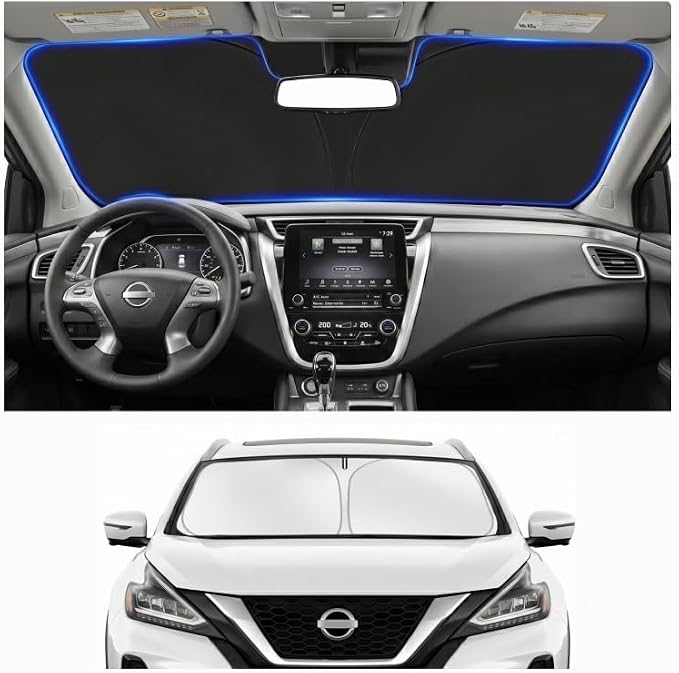 Custom Fit Windshield Sun Shade for Nissan Murano 2025-2026 | Custom Fit Windshield Cover, Blocks UV Rays, Double-Layer Heat Shield, Durable Frame, Easy Fold & Storage