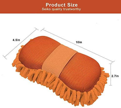 XINDELL Chenille Car Wash Mitt – Premium Microfiber Scratch-Free Sponge for Auto Exterior & Interior Cleaning, Lint-Free Car Care Accessory (Orange)