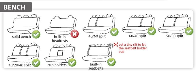 FH Group Car Back Seat Cover, Gray Cloth - Universal Fit Rear Seat with Rear Split Bench, Seat Protector for Dogs and Kids, Interior Accessories for SUV, Sedan and Van