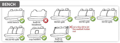 FH Group Car Back Seat Cover, Gray Cloth - Universal Fit Rear Seat with Rear Split Bench, Seat Protector for Dogs and Kids, Interior Accessories for SUV, Sedan and Van