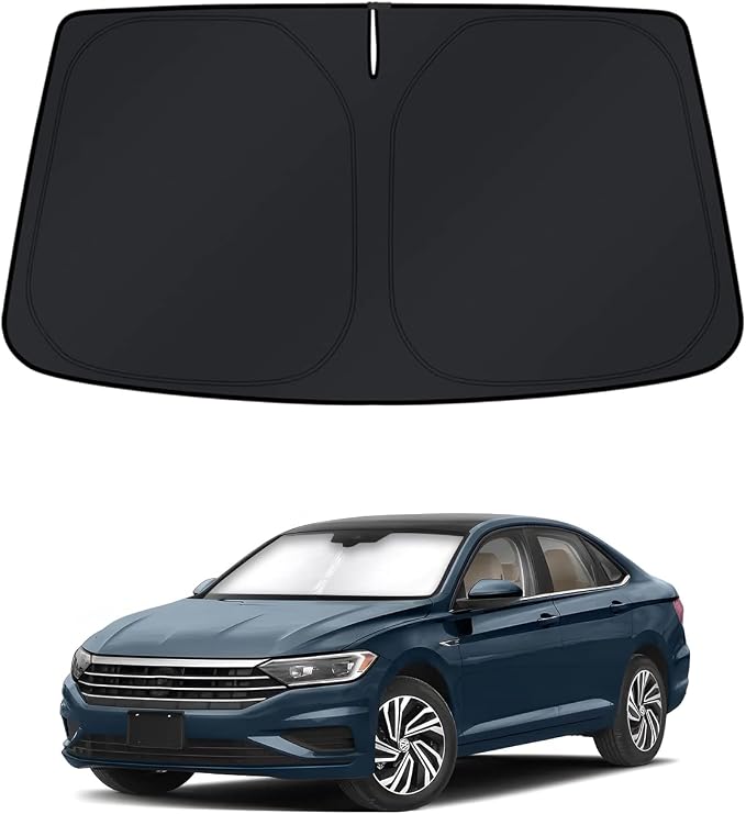 KUST Windshield Sun Shade for Volkswagen VW Jetta Accessories 2019-2024 2025 2026 Window Shade Sun Visor Cover Foldable Blocks UV Rays Keep Car Cooler