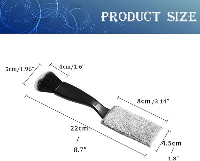 Double Head Brush for Car Clean 1Pack,Car Brushes for Detailing Interior,Car Detailing Brushes Exterior,Soft Car Detailing Brush(Black-Double Head,1Pack)