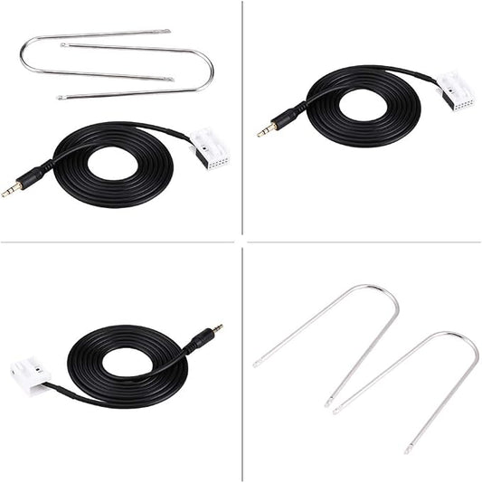 Acouto for Radio Bluetooth Adapter, AUX Cable Car Audio AUX Auxiliary Cable with Radio Removal Tools for 307 308 407 for C2 C5