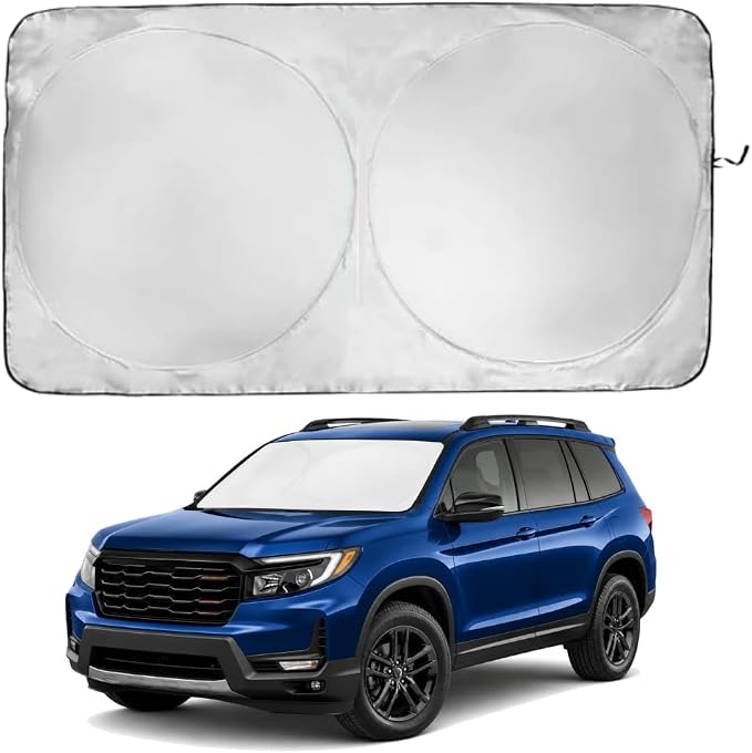 Windshield Sun Shade | Compatible for Honda Passport (2019-2026) | Certified 99.87% UVB & 99.02% UVA Car Sun Shade. Award Winning Sunshade - Patented Technology | Car Shades by Kinder Fluff