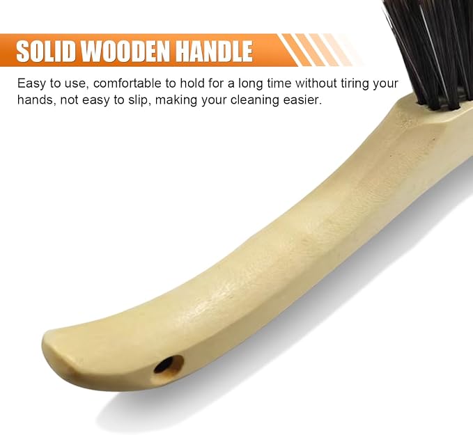 Wooden Auto Interior Dust Brush, Long Handle Car Detailing Brush, Multipurpose Automotive Soft Duster for Dashboard, Workshop, Air Vent, Skylight (Curved Handle)