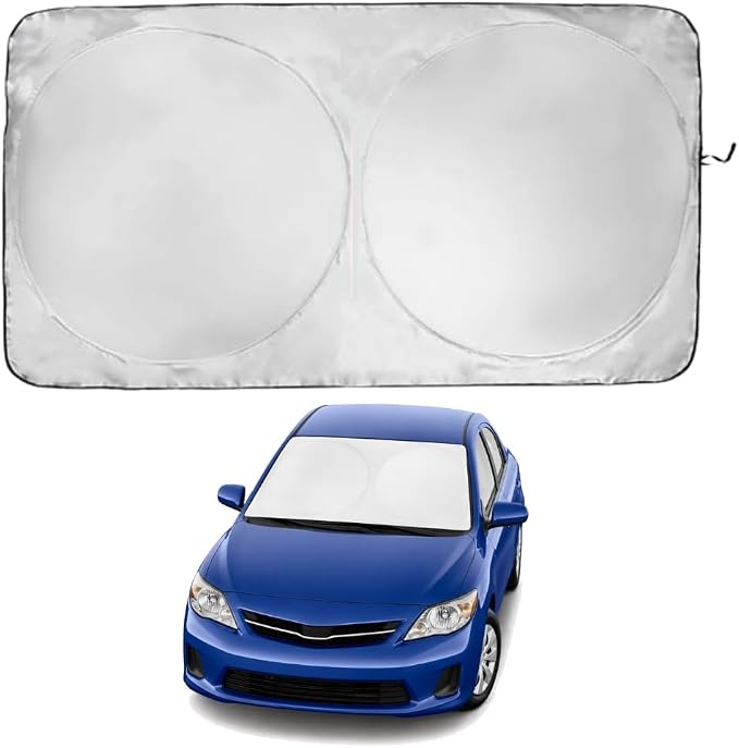 Windshield Sun Shade | Compatible for Toyota Corolla (2009-2013) | Certified 99.87% UVB & 99.02% UVA Car Sun Shade. Award Winning Sunshade - Patented Technology | Car Shades by Kinder Fluff