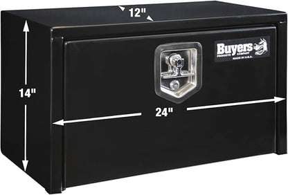 Buyers Products 1703350 Black Steel Underbody Truck Tool Box – 14 x 12 x 24 Inch - Truck Bed & Underbelly RV Storage Box, Locking T-Latch, Weather-Resistant, Heavy-Duty Flatbed Job Box, Made in USA