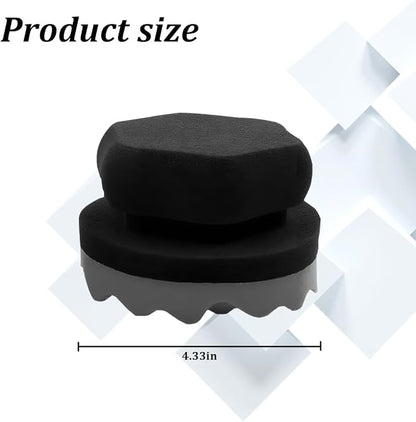 2PCS Car Tire Dressing Applicator Pads, Reusable Hex-Grip Vehicle Wheel Wax Buffing Dressing Sponge Pad, Automotive Tire Shine Detailing Foam Tool, Universal Fit (4.33Inch/Black)
