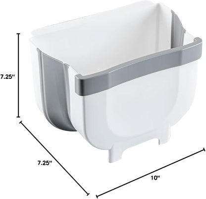 Restaurantware RW Base 10 x 7.2 x 7.3 Inch Foldable Trash Bin 1 Collapsible Mini Trash Can - Mountable U-Shaped Slot Gray Plastic Trash Can Detachable Retainer Plate With Fixed Feet