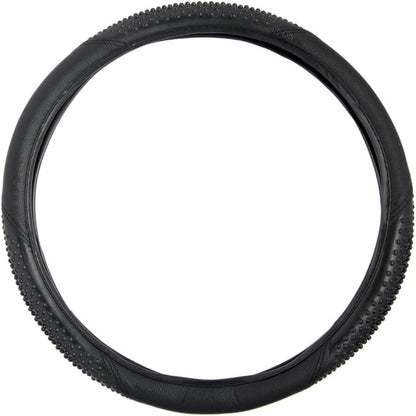 BDK Sporty Two Tone Ergonomic Grip Steering Wheel Cover - Massaging Gel Grip for Standard Size Wheels 14.5-15 inch Black/Black
