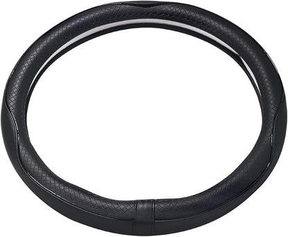 Car Steering Wheel Cover, Anti-Slip, Safety, Soft, Breathable, Heavy Duty, Thick, Full Surround, Sports Style (Black)