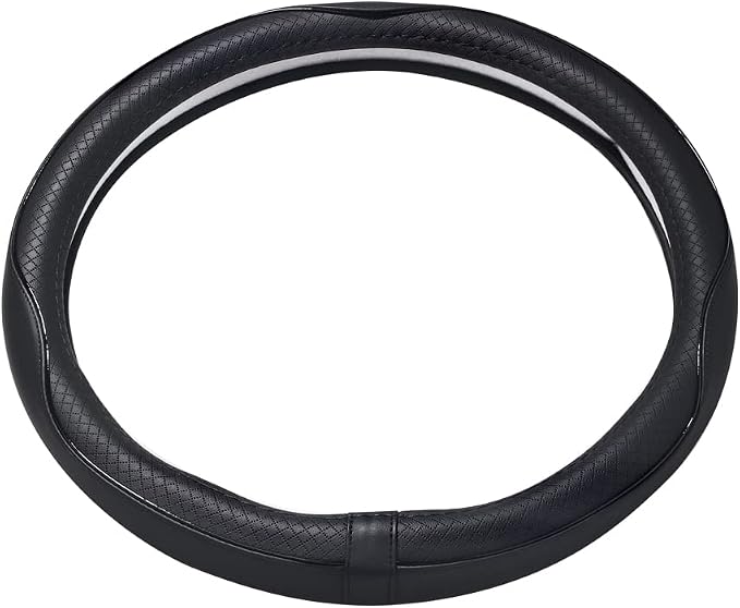 ESEWALAS Universal Car Steering Wheel Cover,Anti-Slip Leather Steering Wheel Cover,Sports Style Steering Wheel Protector,Car Interior Accessories Auto Steering Wheel Covers (Black)