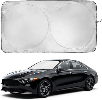 Windshield Sun Shade | Compatible for Mercedes Benz EQS (2022-2025) | Certified 99.87% UVB & 99.02% UVA Car Sun Shade. Award Winning Sunshade - Patented Technology | Car Shades by Kinder Fluff