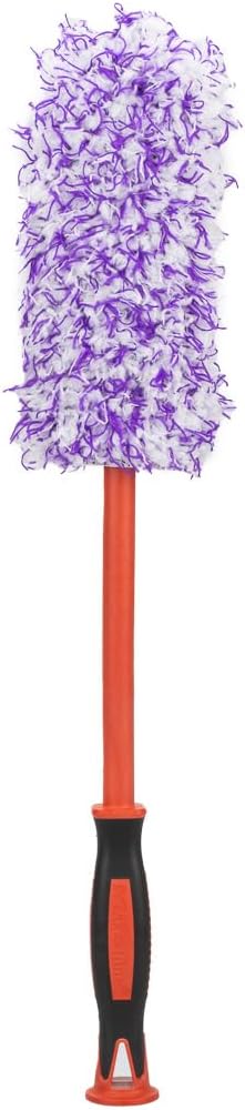 Maxshine Large Universal Purple & White Premium Flat Microfiber Brush – Detailing Tool for Tight Spaces – Removable Head with Extra Covers – Interior Cleaning Accessory