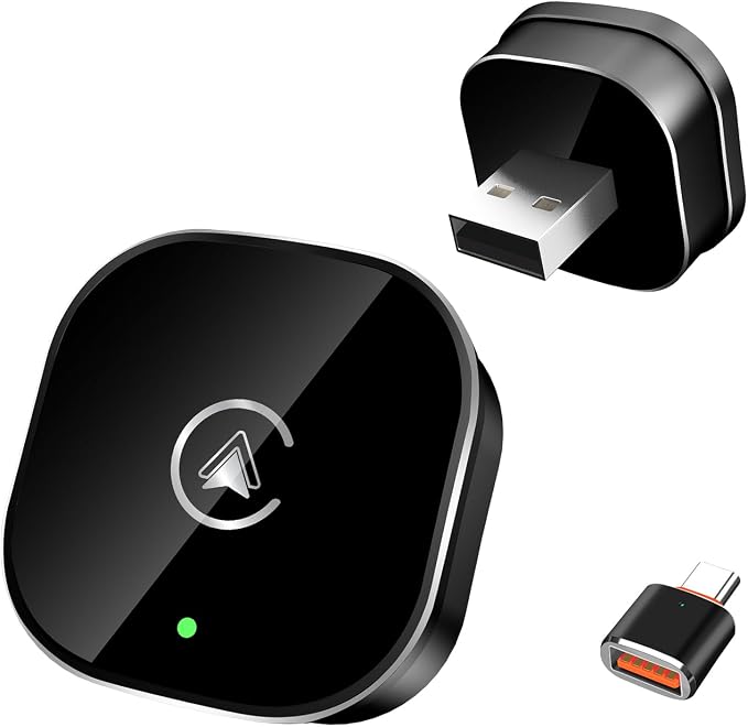 2026 New Wireless CarPlay Adapter for Apple iPhone ＆Android Auto 2 in 1, Mini USB CarPlay Dongle Wired to Wireless, Fast Connection, Compatible with iOS 10+ & Android 11+, Plug and Play (Black)