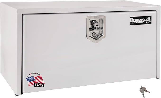 Buyers Products 1703403 White Steel Underbody Truck Tool Box, 14 x 16 x 30, Made in USA, 14 Ga Steel, Locking Stainless Latch, Weather-Resistant, Powder-Coated, Secure Storage for Work Trucks