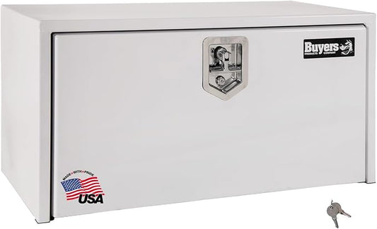 Buyers Products 1703403 White Steel Underbody Truck Tool Box, 14 x 16 x 30, Made in USA, 14 Ga Steel, Locking Stainless Latch, Weather-Resistant, Powder-Coated, Secure Storage for Work Trucks
