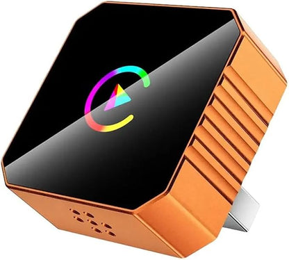 Wireless CarPlay Adapter for iPhone & Android, 2-in-1 Wireless CarPlay with Type-C Extension，for Apple iOS 10+, Android auto, Plug and Play Bluetooth CarPlay Adapter（Orange）