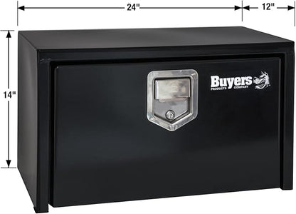 Buyers Products 1703150 Steel Underbody Truck Tool Box 14 x 12 x 24 Inch, Black Powder-Coated 14 Ga Steel, Locking Stainless Paddle Latch, Drop Door, Weather-Resistant, Made in USA