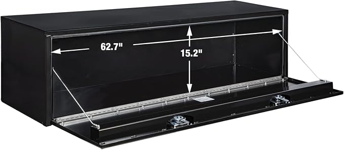 Buyers Products 1702317 Black Steel Underbody Truck Tool Box – 18 x 18 x 66 Inch - Truck Bed & Underbelly RV Storage Box, Locking T-Latch, Weather-Resistant, Heavy-Duty Flatbed Job Box, Made in USA