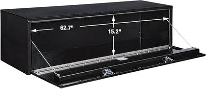 Buyers Products 1702317 Black Steel Underbody Truck Tool Box – 18 x 18 x 66 Inch - Truck Bed & Underbelly RV Storage Box, Locking T-Latch, Weather-Resistant, Heavy-Duty Flatbed Job Box, Made in USA