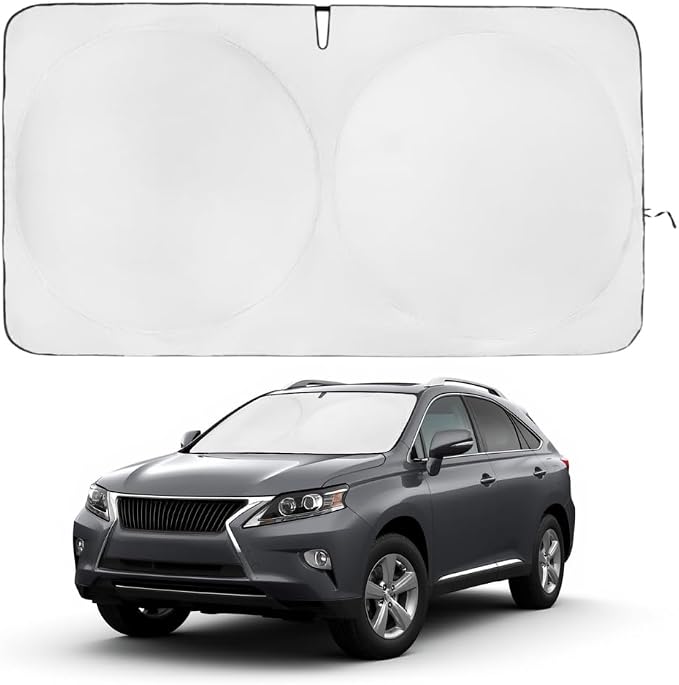 Windshield Sun Shade | Compatible for Lexus RX (2010-2015) | Certified 99.87% UVB & 99.02% UVA Car Sun Shade. Award Winning Sunshade - Patented Technology | Car Shades by Kinder Fluff