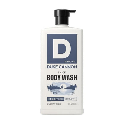 Duke Cannon Supply Co. THICK High Viscosity Body Wash for Men - 30 fl oz - Midnight Swim - Sandalwood + Lavender Scent - Mineral-Enriched, Cleansing Shower Gel