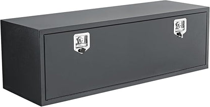 Black Steel Underbody Truck Box, Pickup Storage Box, Heavy Duty Diamond Plate Tool Box with Lock and Keys, Waterproof Trailer Storage Box (48" x 16" x 13"-Grey)