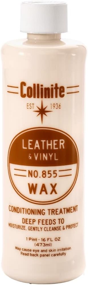 Collinite 855 Leather & Vinyl Wax Restores Conditions & Protects in One Step Rich Satin Natural Finish For Leather and Vinyl For Boats, RVs & Automobiles - (16 fl oz)