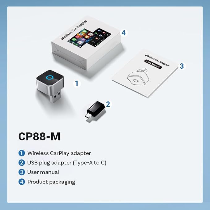 2026 Upgraded Wireless CarPlay Adapter, Fast Auto Connect, Stable Connection, Mini Size Plug & Play Adapter for iPhone & Android Auto Compatible Cars