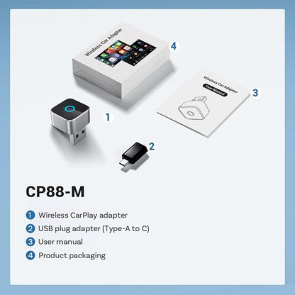 2026 Upgraded Wireless CarPlay Adapter, Fast Auto Connect, Stable Connection, Mini Size Plug & Play Adapter for iPhone & Android Auto Compatible Cars