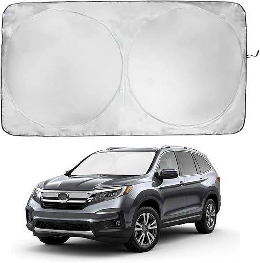Windshield Sun Shade | Compatible for Honda Pilot (2016-2026) | Certified 99.87% UVB & 99.02% UVA Car Sun Shade. Award Winning Sunshade - Patented Technology | Car Shades by Kinder Fluff
