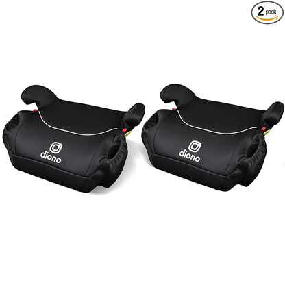 Diono Solana, No Latch, Pack of 2 Backless Booster Car Seats, Lightweight, Machine Washable Covers, Cup Holders, Black
