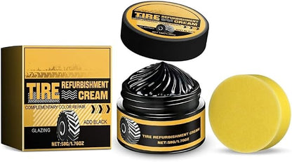 Tire Polishing Coating Paste with Sponge, Powerful Wheel Tyre Nourish Cream | Tire Shine Paste for Deep Black Gloss, Interior Exterior Renovation, Powerful Tire Polish Wax for Car Owners