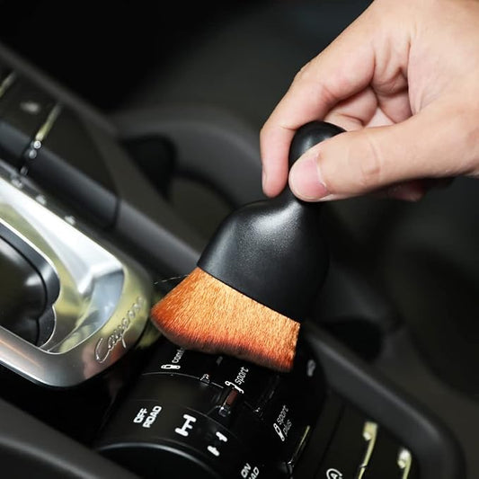 AOCISKA Car Interior Detailing Brush,Soft Bristle Cleaning Brush Car Detailing Brush Dusting Brush,Car Interior Cleaning Tool,Auto Detail Brush Car Dash Duster Brush (Black&Brown with Cap)