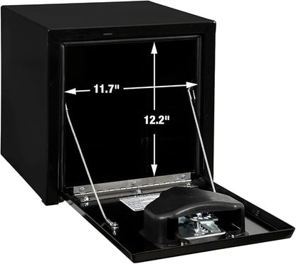 Buyers Products 1703320 Black Steel Underbody Truck Tool Box – 15 x 13 x 15 Inch - Truck Bed & Underbelly RV Storage Box, Locking T-Latch, Weather-Resistant, Heavy-Duty Flatbed Job Box, Made in USA