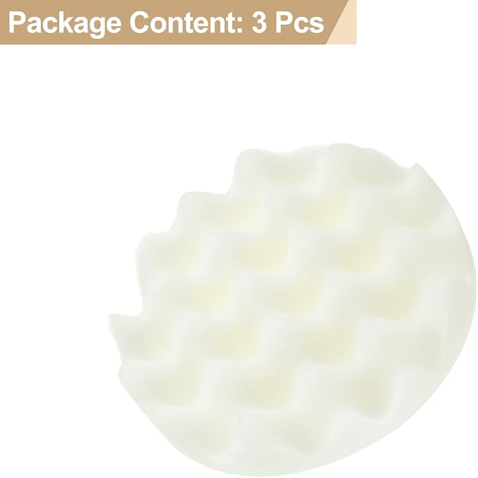 HARFINGTON 3pcs Buffing Sponge Pads 5" Polishing Wheel Waffle Finishing Grip Pad Car Buffer Polisher with Hook and Loop Back for Car Detailing Polishing Waxing, White