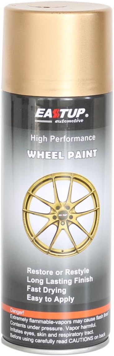 EASTUP Premium Gold Metallic Acrylic Enamel Wheel Spray Paint - Brilliant Finish, High Durability, Fade-resistant, Quick Drying Rim Coating
