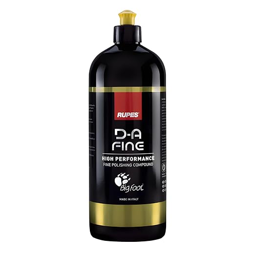 RUPES 9.DAFINE Pack of 1 1000 ml Yellow D-A Fine High Performance Polishing Compound for Car Detailing & Removing Scratches | Removes Fine Defects | Micro-Abrasive Technology | Removes Swirl Marks