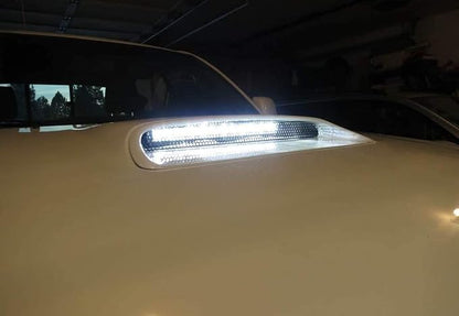 iJDMTOY Hood Scoop Mount LED Light Bar Kit Compatible with 2005-2011 Toyota Tacoma, Incl (1) 50W High Power LED Lightbar, Hood Bulge Stainless Steel Mounting Brackets & Wiring Switch