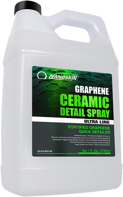 Nanoskin Graphene Ceramic Detail Spray 1 Gallons – Hydrophobic Waterless Quick Detailer for Car Detailing | Prolongs Waxes, Sealants & Coatings| Dust Buster, Clay Bar Lubricant, Drying Aid & More