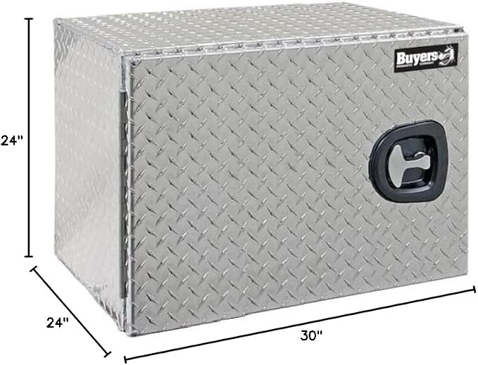 Buyers Products 1702230 Underbody Truck Tool Box with Barn Doors, 24x24x30 Inch, Diamond Tread Aluminum, Made in USA, Compression Latch, Weather Resistant, Toolbox for Flatbeds, Trailers & Work Trucks