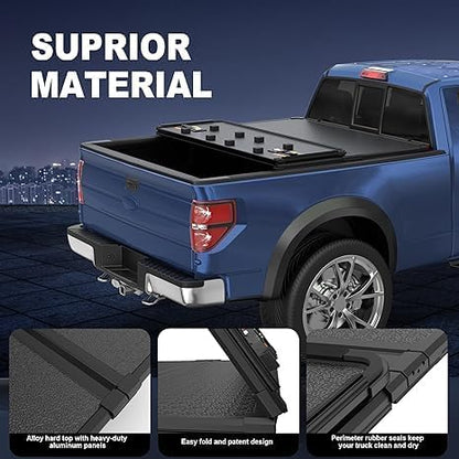 KUIPERAUTO 4.5 ft(4'6") Fiberglass Hard Tri Truck Bed Tonneau Cover Compatible for Ford Maverick 2022-2024 Bed 54inch