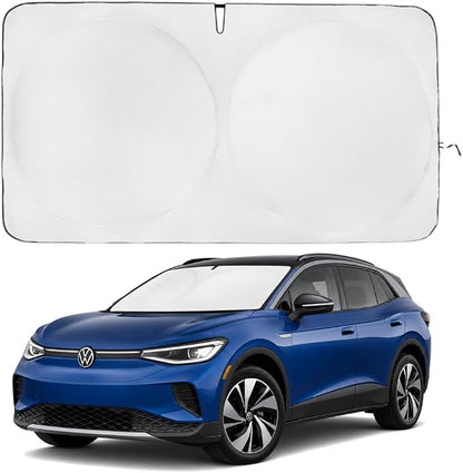 Windshield Sun Shade | Compatible for Volkswagen ID.4 2021-2026 | Certified 99.87% UVB & 99.02% UVA Car Sun Shade. Award Winning Sunshade - Patented Technology | Car Shades by Kinder Fluff