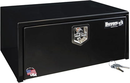 Buyers Products 1703303 Black Steel Underbody Truck Tool Box – 14 x 16 x 30 Inch - Truck Bed & Underbelly RV Storage Box, Locking T-Latch, Weather-Resistant, Heavy-Duty Flatbed Job Box, Made in USA