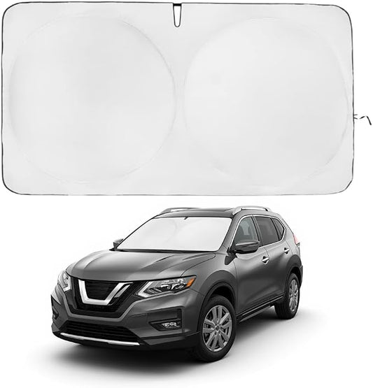 Windshield Sun Shade | Compatible for Nissan Rogue (2014-2020) | Certified 99.87% UVB & 99.02% UVA Car Sun Shade. Award Winning Sunshade - Patented Technology | Car Shades by Kinder Fluff