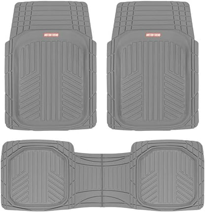 Motor Trend FlexToughXL Floor Mats for Cars Full Set, All-Weather Rubber Automotive Floor Mats, Waterproof Heavy Duty Car Mats, Flexible Floor Liners for Car Truck Van SUV, Car Floor Mats (Gray)