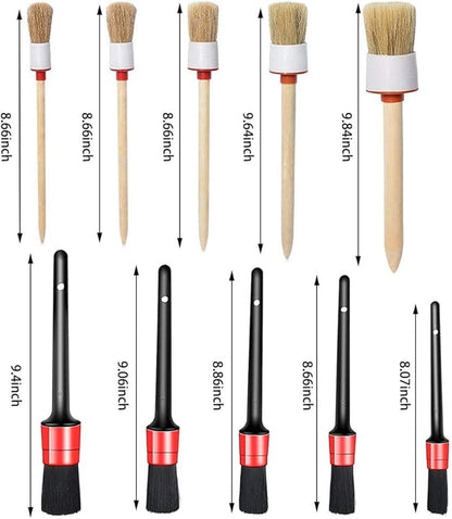 10PCS DUALSHINE Car Auto Detailing Brush Set, Auto Detailing Brushes Cleaner Car Detailing Brushes Exterior, Car Interior Brush for Detailing Cars Automotive Interior, Wheels, Exterior, Leather